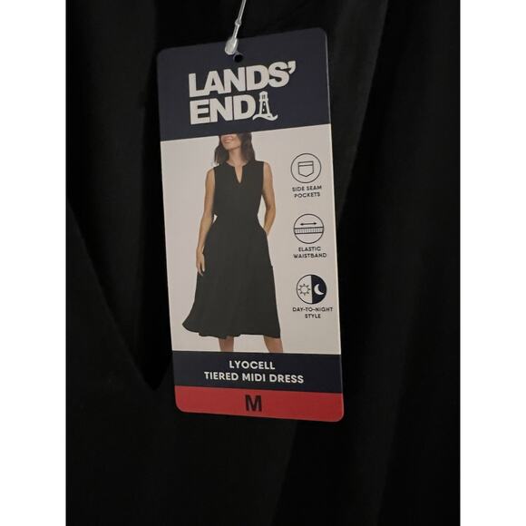 Lands' End Women's Lyocell Tiered Midi Dress, Black, Size M NWT - Picture 3 of 8